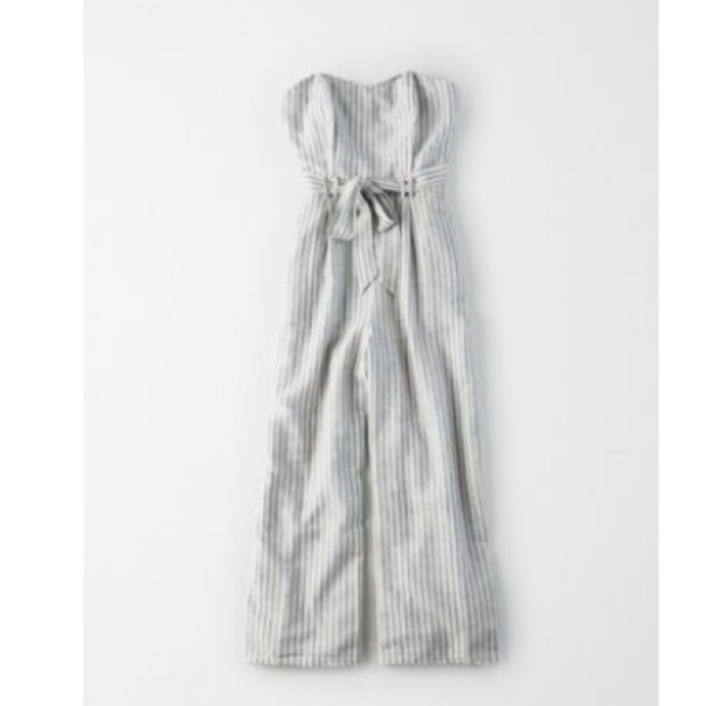 Striped strapless jumpsuit
